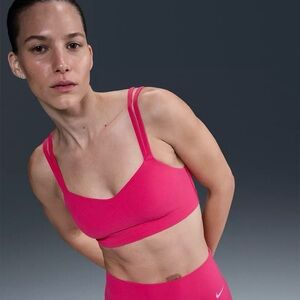 Nike Zenvy Dri-Fit Hot Pink Strappy Sports Bra NWT Size L Light Support Yoga Gym